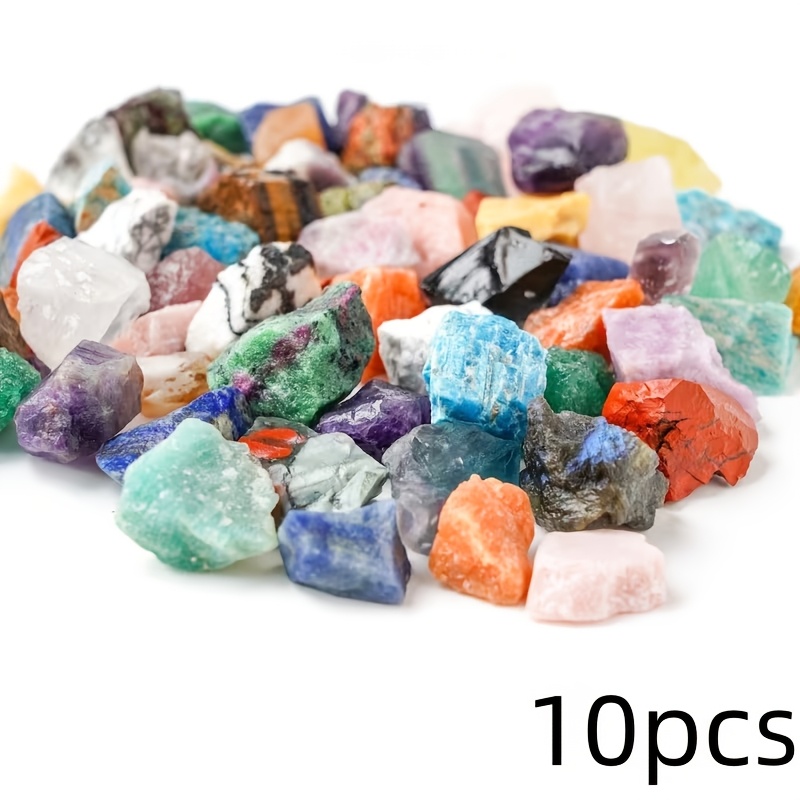 TEMU 4/10/15pcs Mixed Colors Natural Stone, Rough Blank, Irregular Shape With Cutouts, Suitable For Polishing, Grinding, And Making Handmade