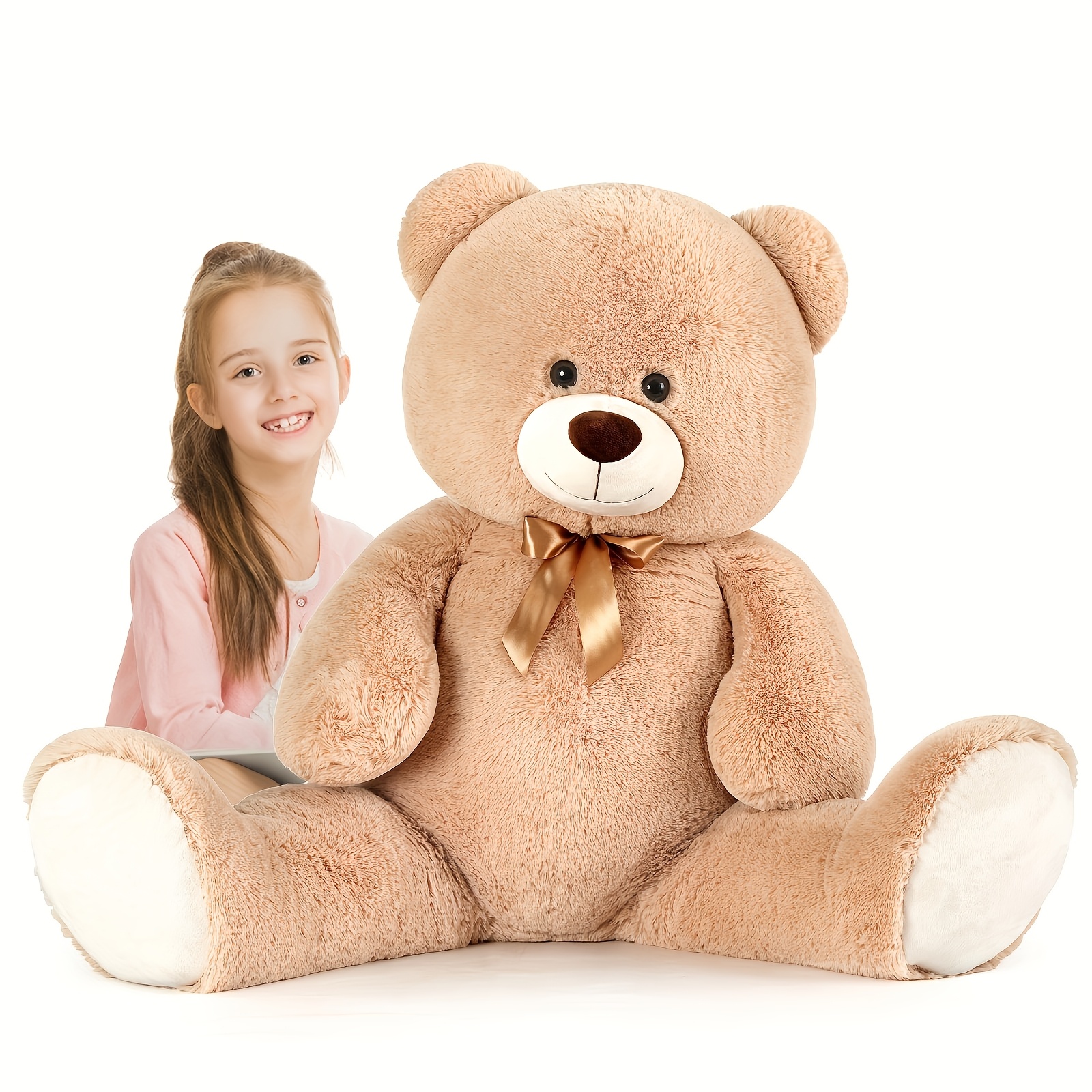 

4ft Cream Teddy Bear - Soft Plush Stuffed Animal, Shower Decor & Girls' Birthday Gifts, Big, Cute Plush Toys