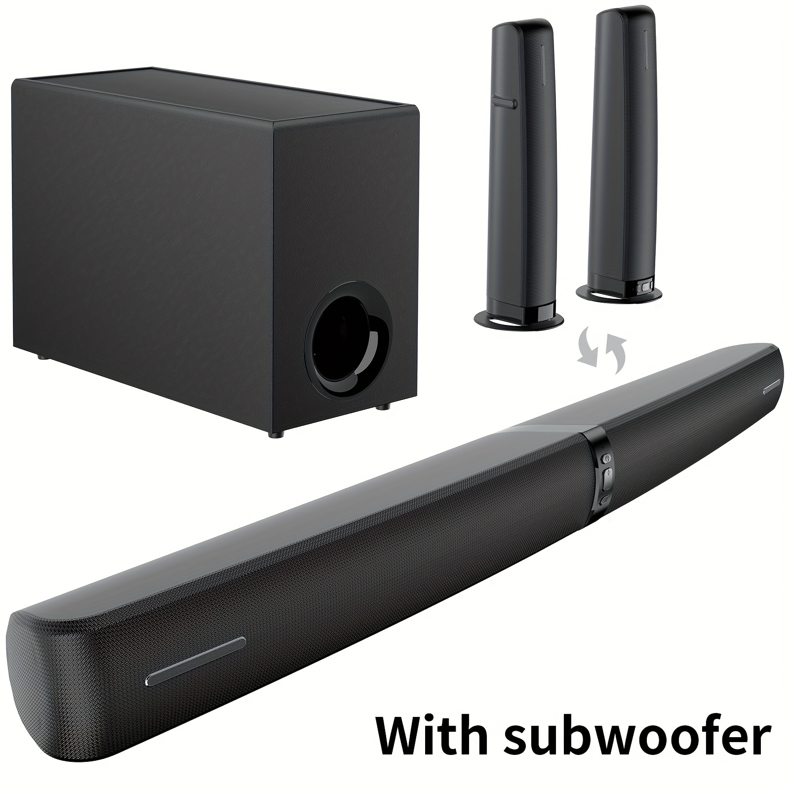 Sound Bar with Subwoofer, Adjustable Deep Bass & Volume Boost