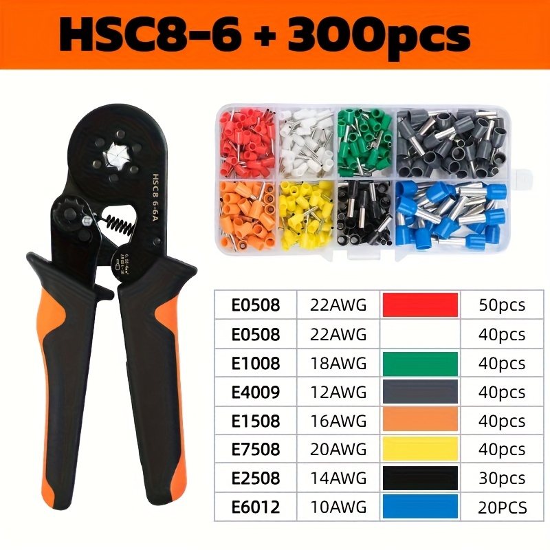 TEMU Kit de Herramienta de Crimpado Manual de Resistencia con Ferrules de Alambre AWG23-5 Autoajustables - Terminales de de PVC para Automoción,