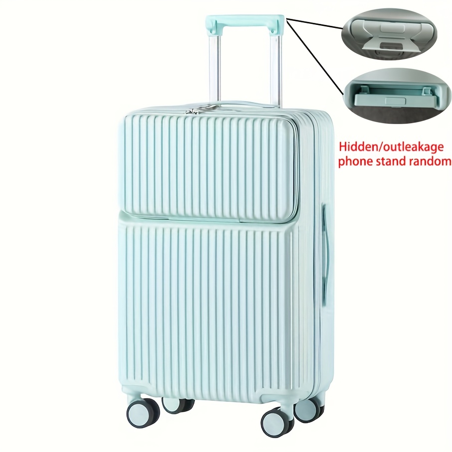 Minimalist Solid Color Hardside Suitcase, Casual Business, Thickened Carry-On With Wheels Luggage Case With Cup Holder