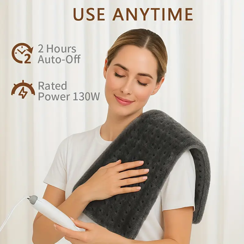 electric heating pads for back neck shoulder abdomen 130w fast heating to 150 f settings auto off 24 x 12 lightweight light beige fabric dry option washable heated pad for knee leg fathers day birthday gifts for mom dad Product details 4