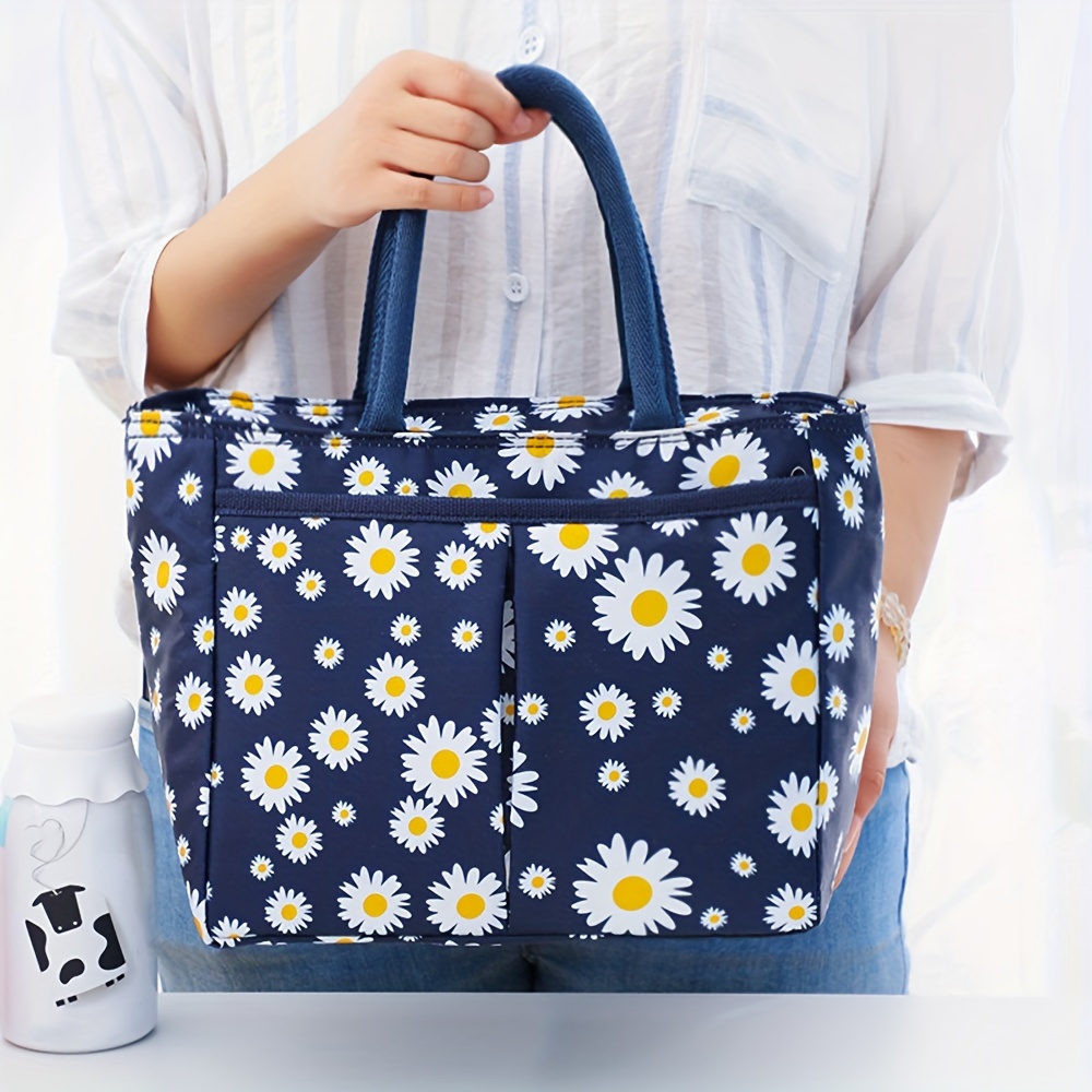 

1pc Large Capacity Daisy Bag, Reusable Cute Tote Lunch Box, For Teenagers And Workers At School, Classroom, Canteen, Back To School, Cooler Lunch Bags For Work Office Travel School Picnic