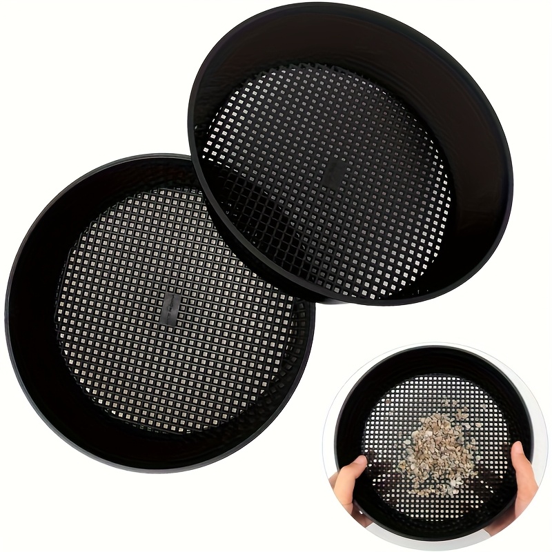 Image of 2pcs Durable Plastic Gardening Sieve - Oval Mesh Filter For Soil And Seedling Preparation, Ideal Planting Tool For Filtering Particles From Soil And Sand, Gardening Soil Sieve
