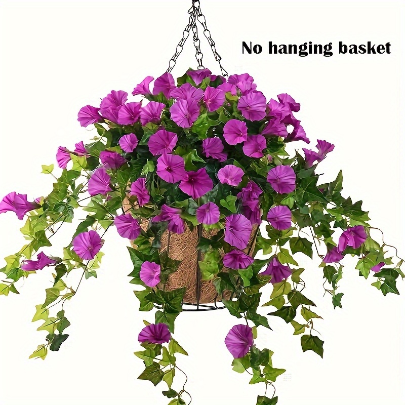 

1pc Artificial Vine Petunias Flower For Outdoor/indoor, Artificial Hanging Plant, Faux Morning Glories Hanging Plant For Patio Lawn Garden Decor, Summer Decor, No Basket