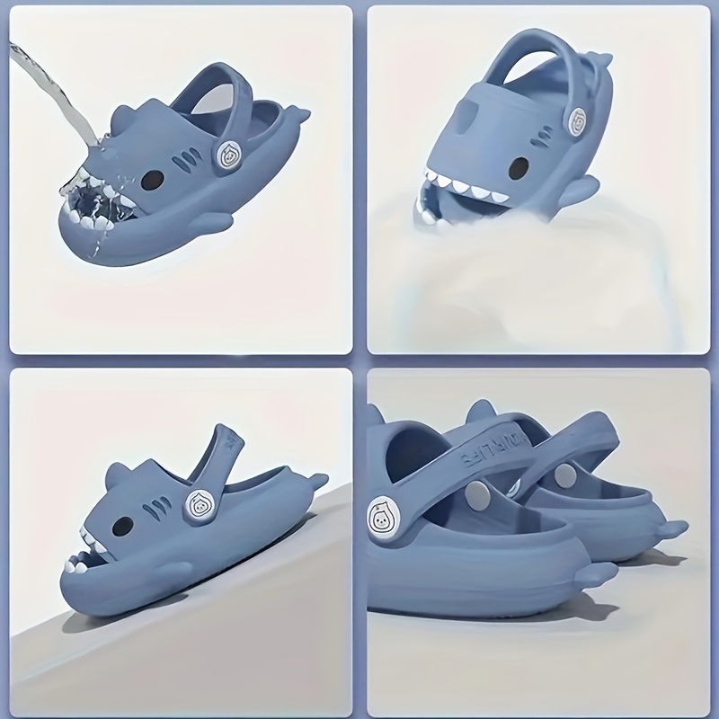 ZXCDINO Suitable for boys and girls Adorable EVA Shark Design Clogs, Breathable Lightweight Non Slip Soft Sole Slippers, Kids Footwear