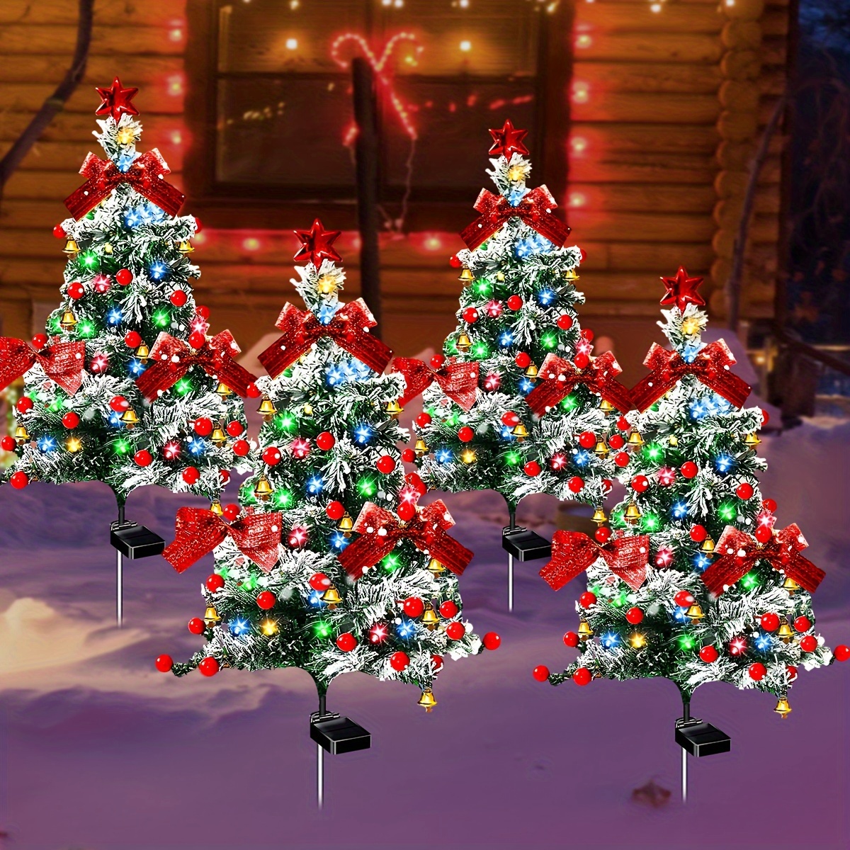 TEMU 1/2/4pcs 93cm Christmas Solar Lights, Ip65 Outdoor Led Christmas Tree Decoration, Solar Lawn Garden Landscape Lights For Patio Yard Home Decor,