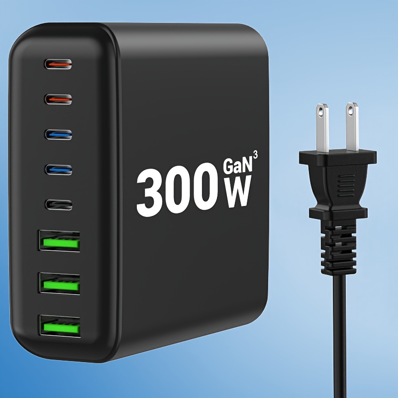 TEMU 300w Fast Charger 8 Port Pd Fast Charger Laptop Power Adapter, 65w Laptop Charger Compatible Tablet, Cell Phone Multiple Models