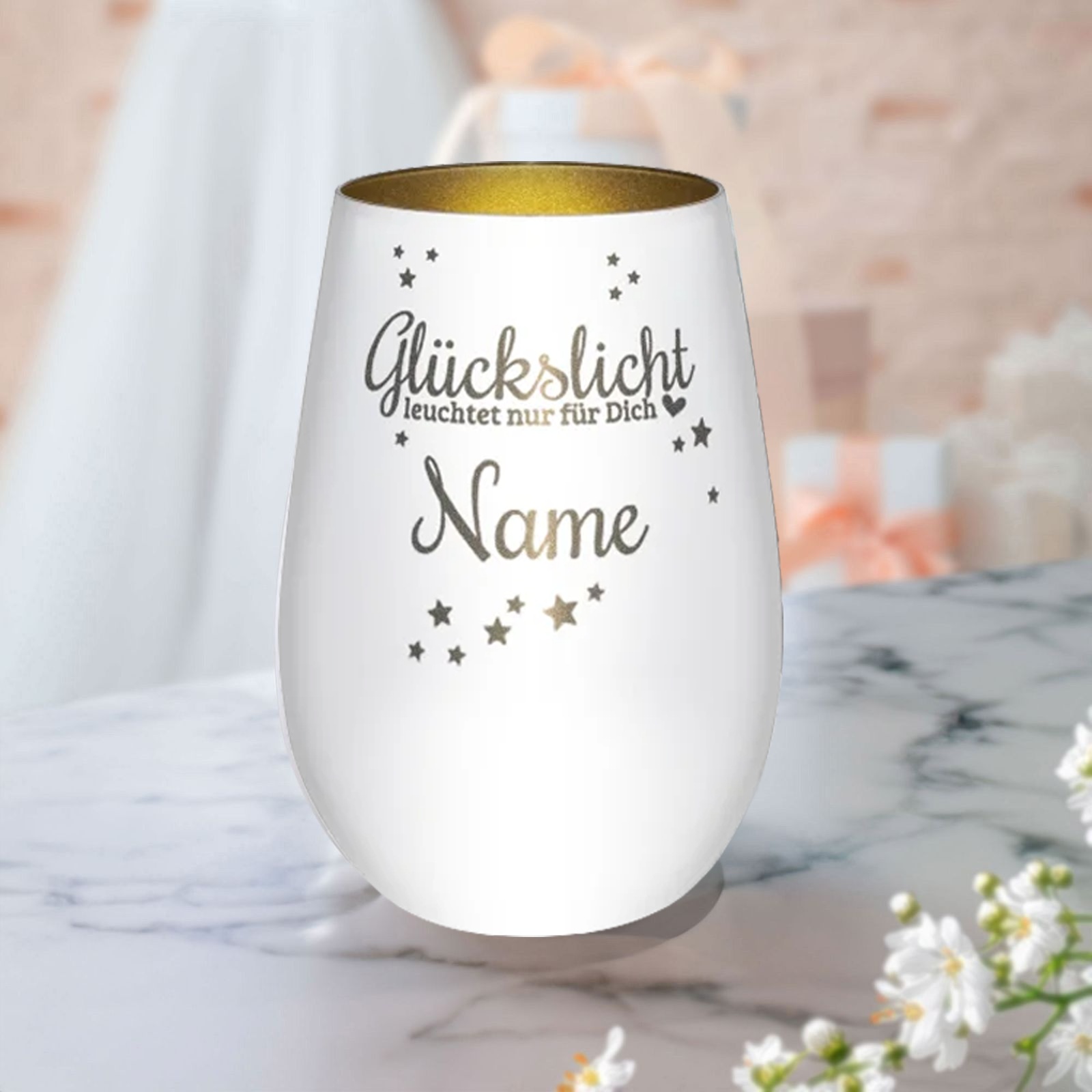 TEMU Personalized Engraved Glass Candle Holder - Gift For And Daughters Custom Engraved Family Keepsake | Magical Decor (no Candle Included)