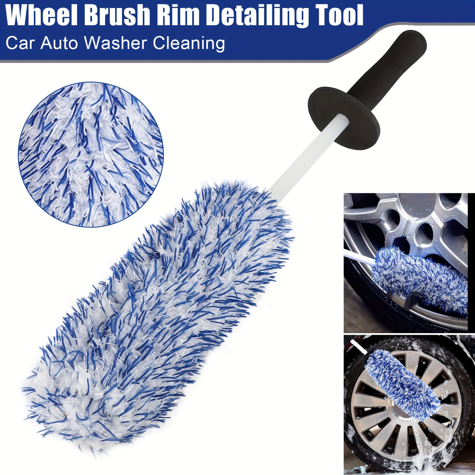 

17" Car Wheel Cleaning Brush Rims Tire Seat Engine Wash Auto Detailing Tool Kit For Auto Detailing Enthusiasts