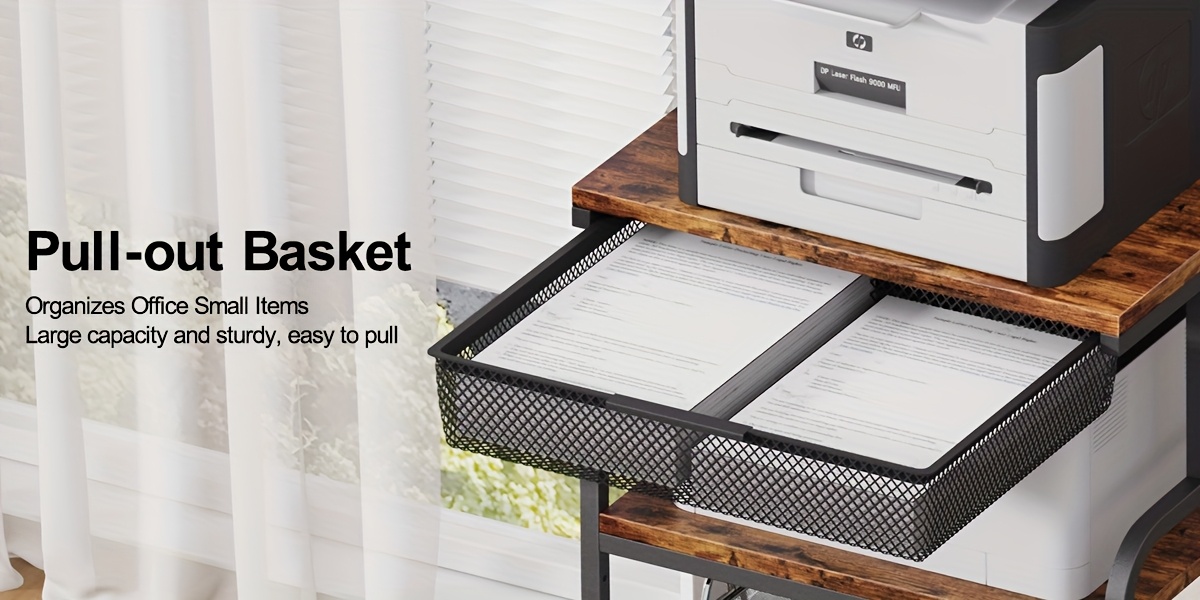 Extra Large 3-Tier Rolling Printer Stand with Drawer 8 Extra Large Printer Stand