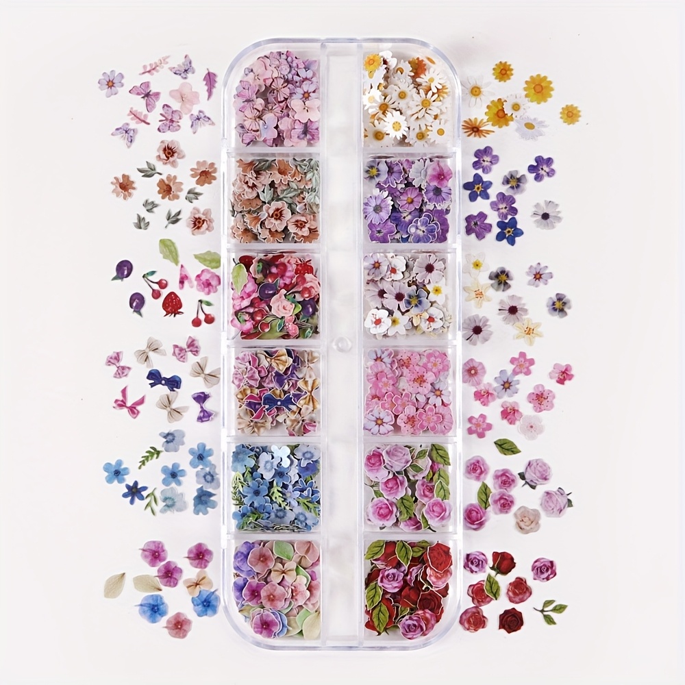 Image of 300pcs Wood Epoxy Resin Mold Fillings Resin Resin Filled , Rose, Iris, Cherry , Daisy Flower Decoration, Valentine's Day Gift, Decorative Paper Flower Crafts Making Art Accessories