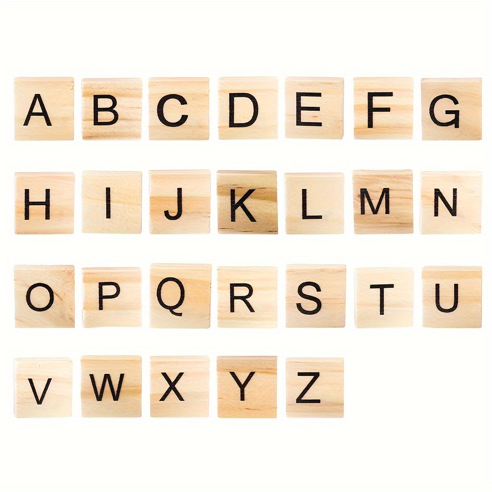 Image of 26pcs Diy Wooden Letter Tiles - A-z Letters For Crafts, Pendants, Spelling, Christmas Crafts, Wooden Tiles Game, Home Decor