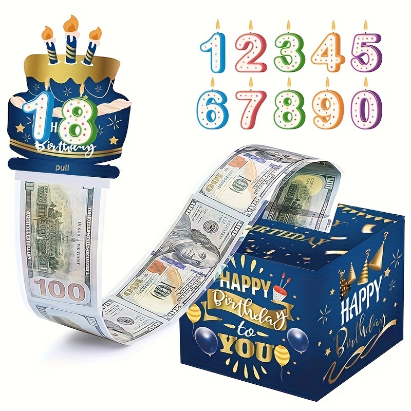 生日主题现金盒快乐生日卡和50透明袋惊喜现金盒现金盒适合庆祝生日活动万圣节感恩节圣诞节