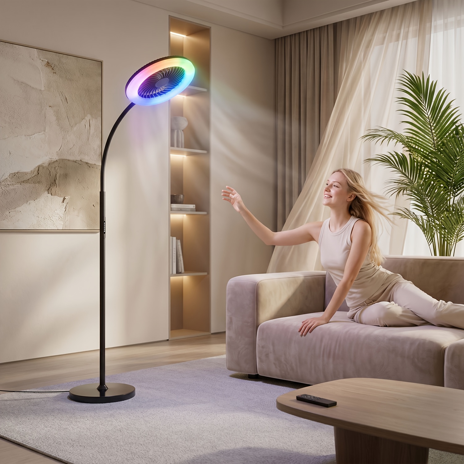 Lampe de sol LED avec ventilateur