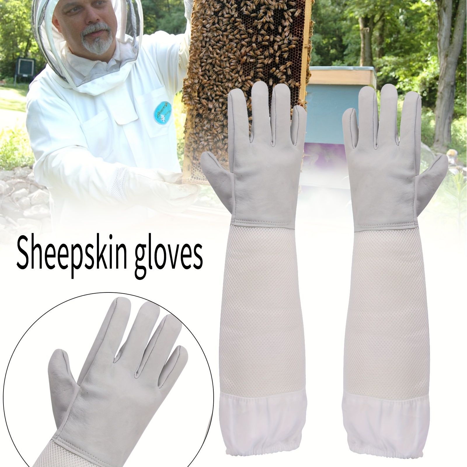  Traje de apicultura de apicultura con guantes de piel