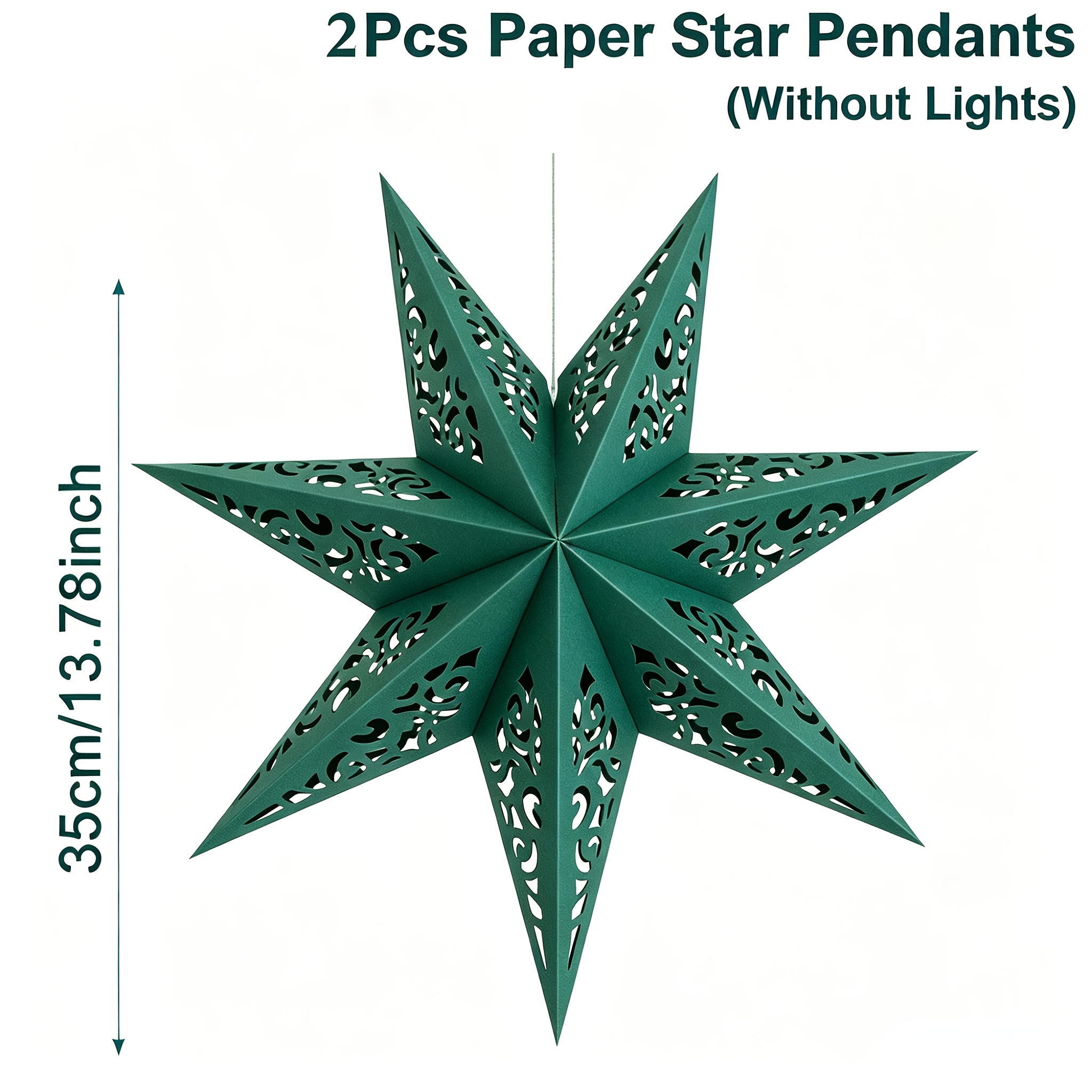 TEMU 2pcs Green Hollowed-out -pointed Star Lampshade (lights Not Included), Pendant, Pendant And , 13.78 Inches, Christmas Hanging Decoration,