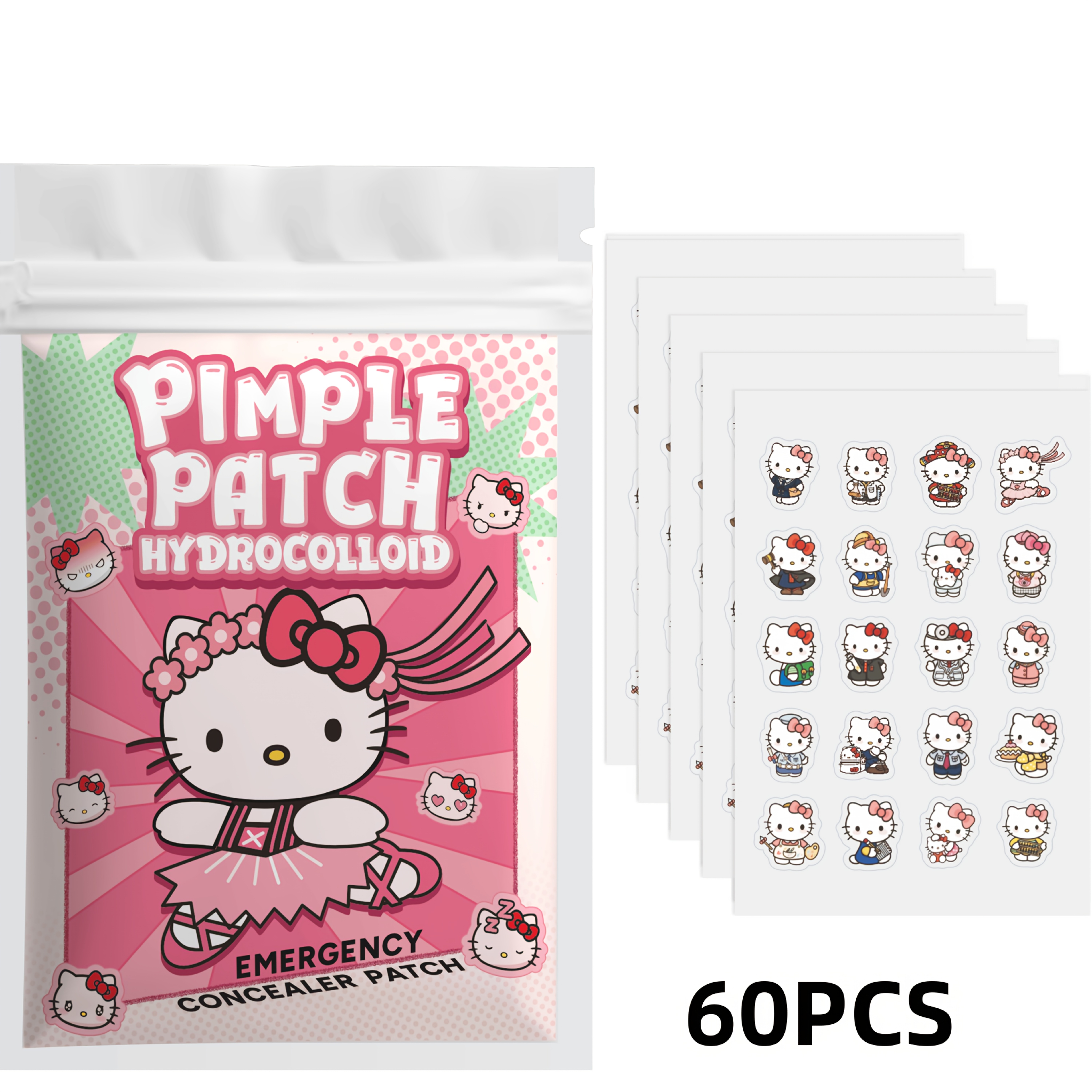 20/60pcs Cartoon Hydrocolloid Patches, Hello Kitty Design For Covering And Skin