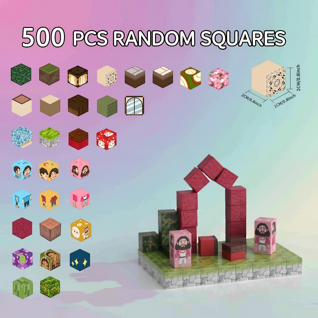 Image of Random 500pcs Creative Magnetic Building Blocks, Durable Abs Blocks, Enhance Motor Skills And Awareness, Ideal Surprise For Children 3+ Years Old For Christmas, Halloween, And Day