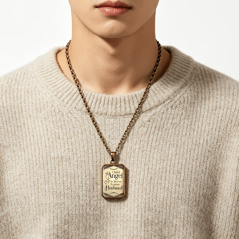 Women's Double-sided Square Glass Pendant Necklace