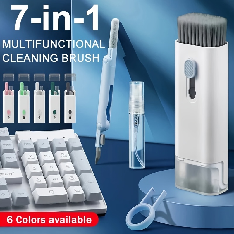 Kit De Nettoyage 7 En 1 Pour Clavier, écouteurs, écrans - Brosses, Chiffon, Spray - Multifonction, Portable - 12