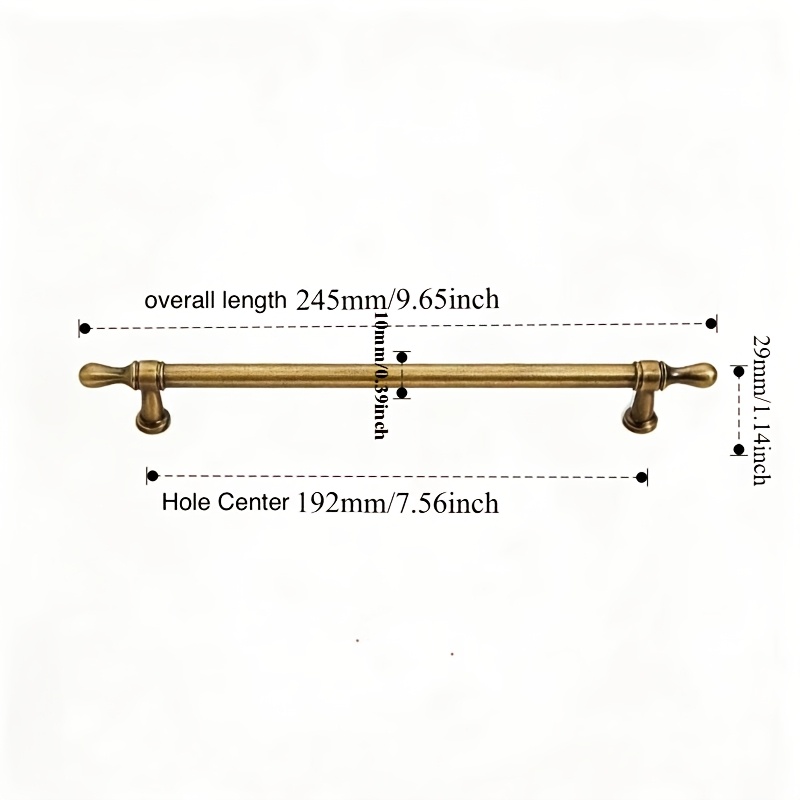 TEMU 2pcs Vintage Brushed Handles With Solid Bases, Available In Multiple Sizes, Suitable For Cabinet Doors And Drawers
