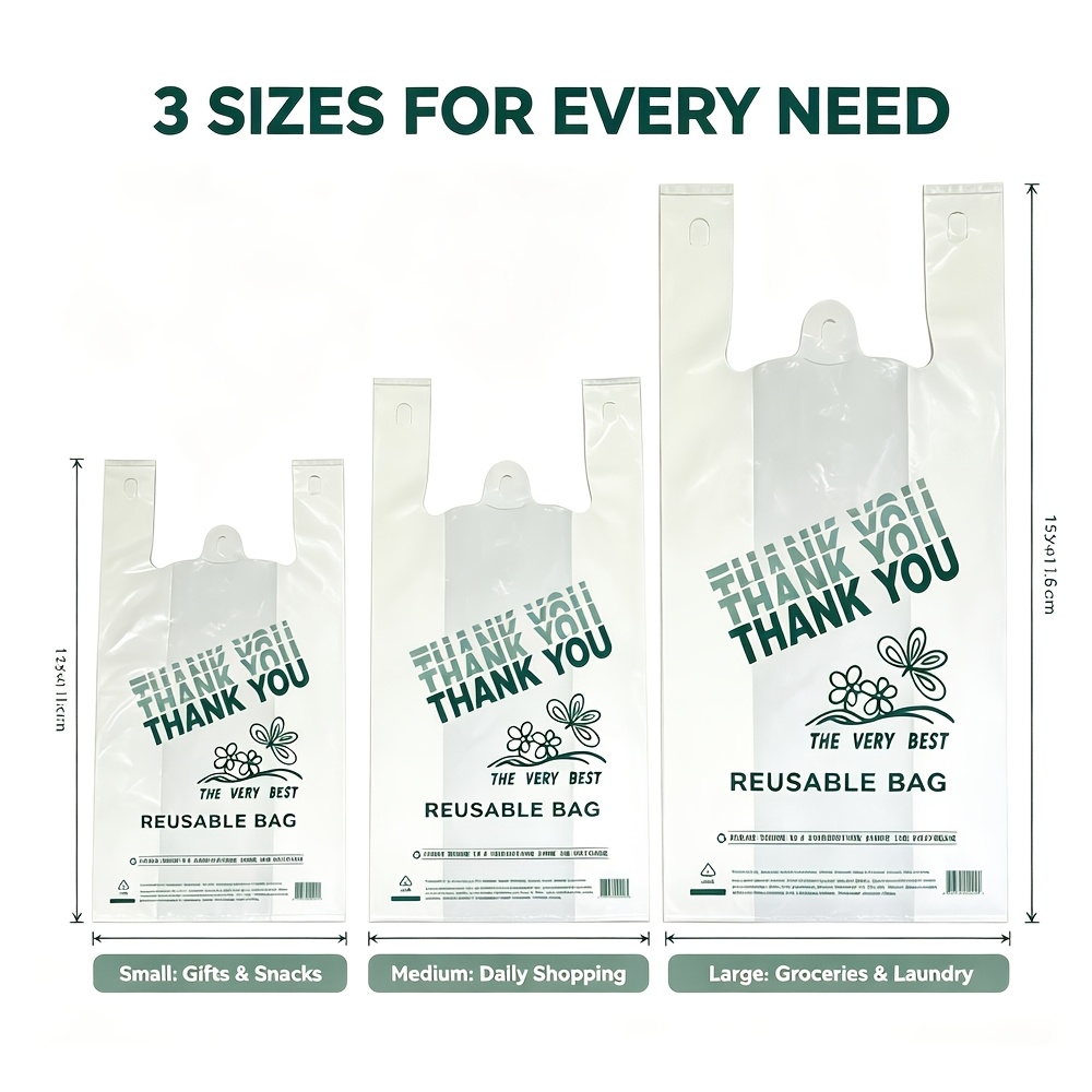 100 Pack Thickened Heavy-Duty Shopping Bags