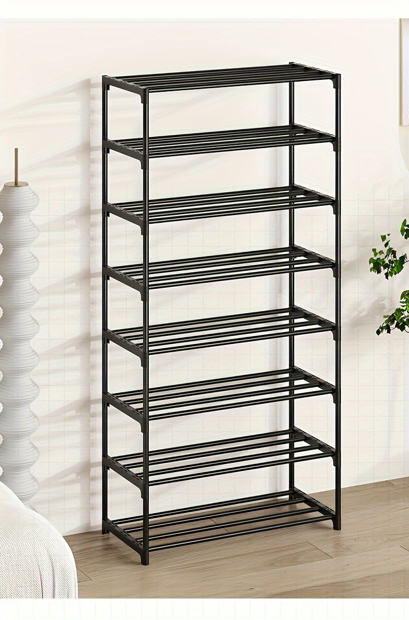   stackable multi layer shoe rack   black   entryway closet garage bedroom storage details 8