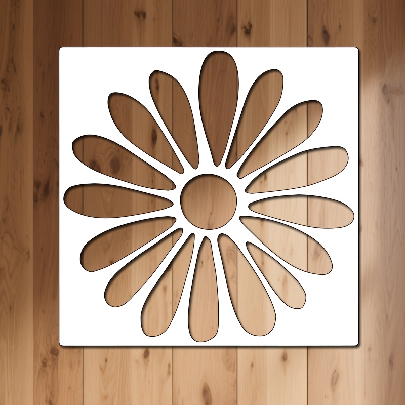 TEMU A 20x20 Cm Large Daisy Stencil For Crafts - Reusable And Washable, Made Of Durable Pet Material, Perfect For Home Decor, Walls, Glass, Doors,