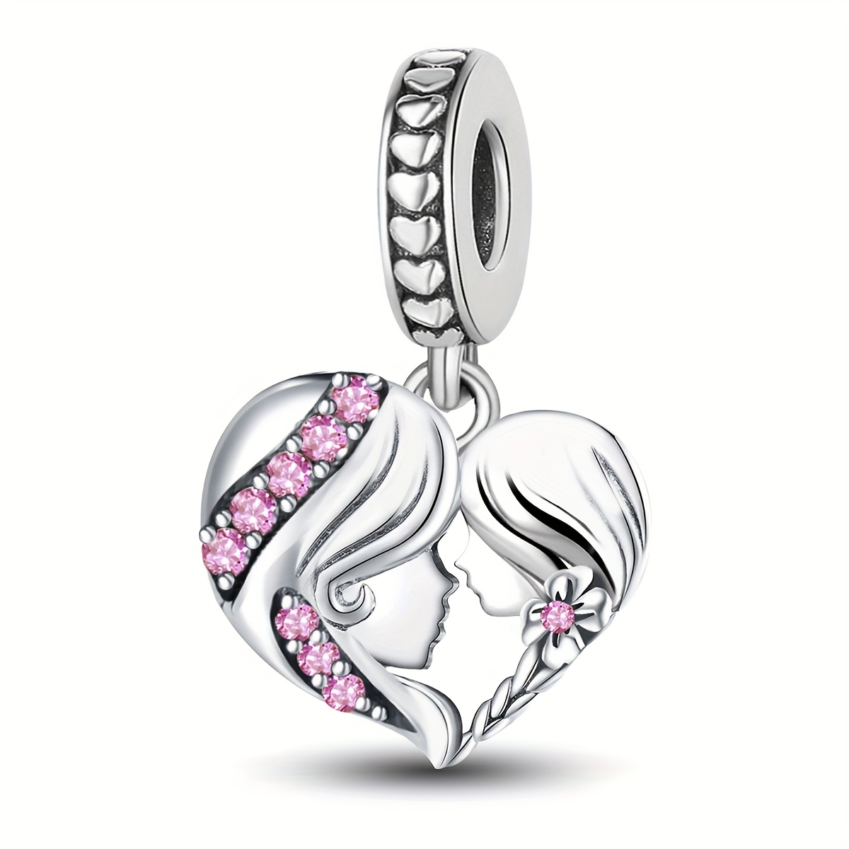E-shop 1 Stück Mutter und Tochter DIY Anhänger, 925 Silberbeschichtetes Armband Halskette Schmuckzubehör, Valentinstag Muttertagsgeschenk für Frauen