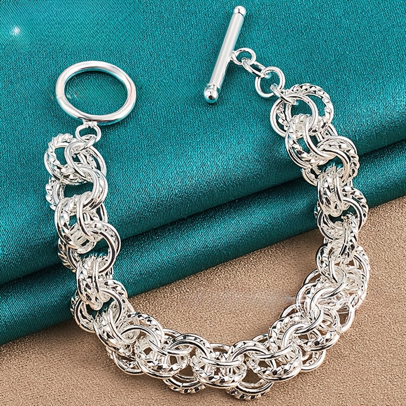TEMU Twisted Double Ring Bracelet - Elegant And Fashionable Accessory For Casual Wear And Parties - Ideal Gift For Valentine's Day Or Christmas