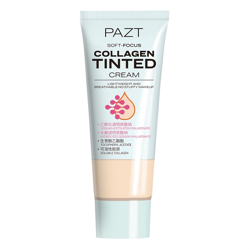 The PAZT Soft-Focus Collagen Tinted Cream Combines The Functions of a Moisturizer, Primer, And Foundation. It Contains Precious Collagen And Moisturizing Essence, Instantly Concealing Pores And Imperfections, Evening - Image 4