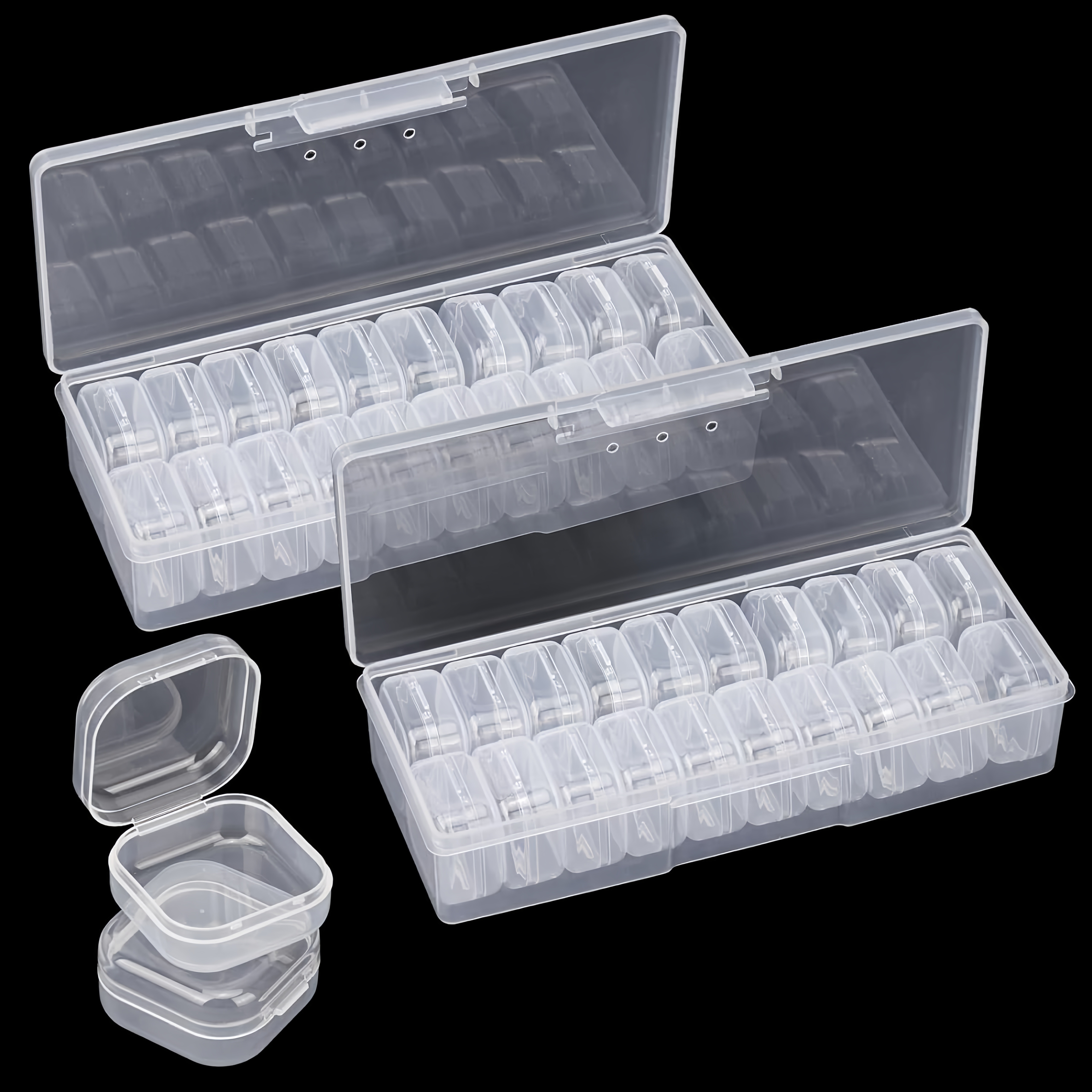 

2 Sets Of 40 Transparent Plastic Storage Boxes With Hinged Lids - Perfect For Crafts, Jewelry, And Hardware Storage