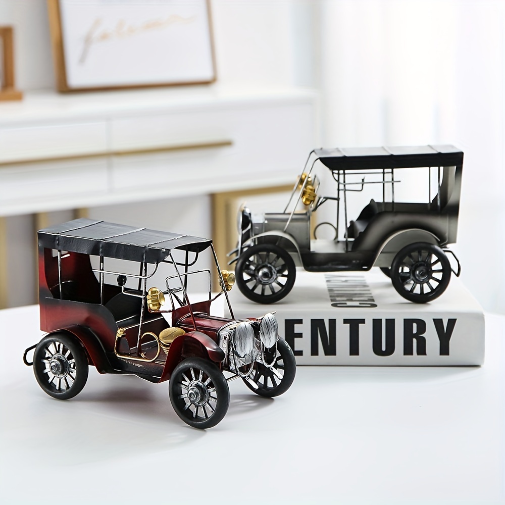 

Vintage Collectible Cars - 1pc Cast Iron Car Figurine, Classic Handcrafted Antique Vehicle Replica, Decorative Tabletop Display Model For Christmas, Halloween, Easter - Ideal For Collectors Age 14+