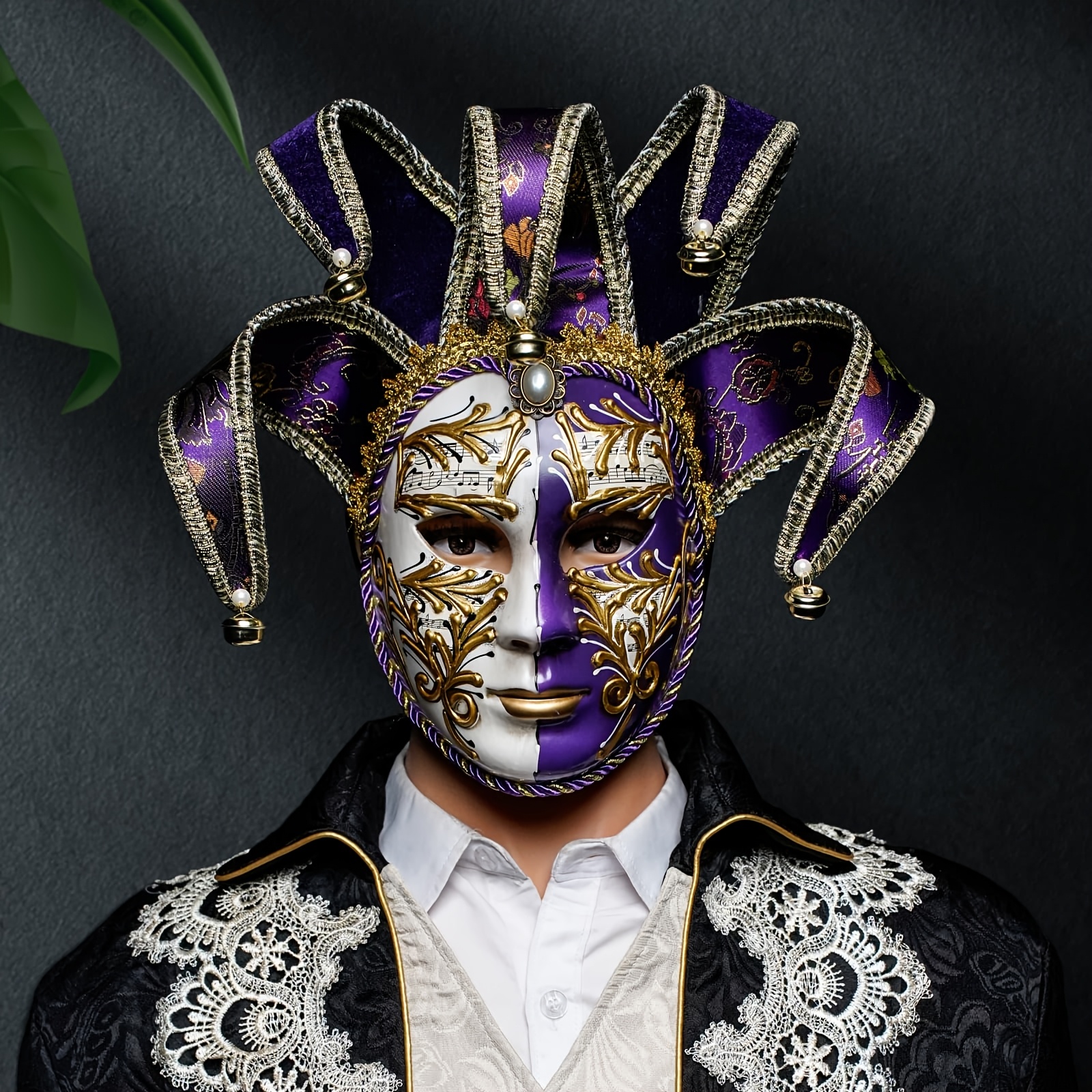 Venezianische Maskerade-Maske Mit Stab – Handbemalt, Strasssteine, Für Kostümpartys & Karneval