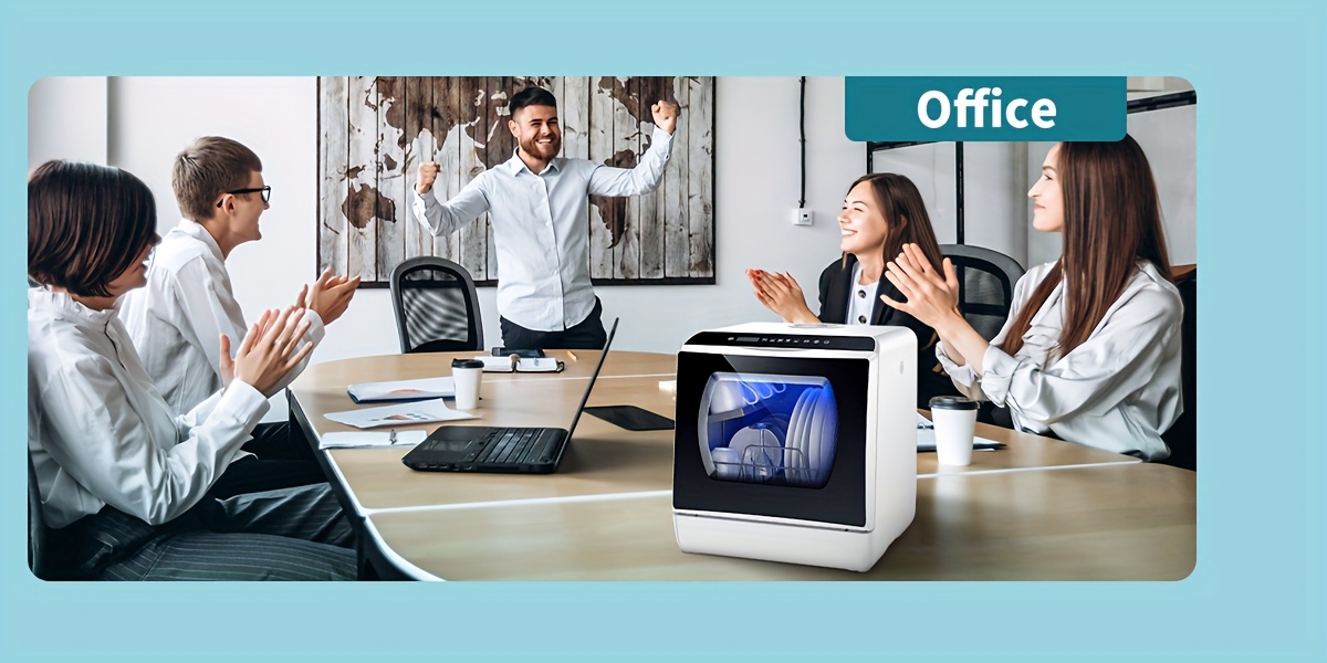 Lave-vaisselle à lave-vaisselle indépendant, lave-vaisselle commerciaux, 5+1 programmes de lavage, réservoir d'eau intégré de 5L, deux modes d'alimentation en eau, avec séchage à air chaud et fonctions de ventilation automatique, convient aux maisons, appartements et camping-cars