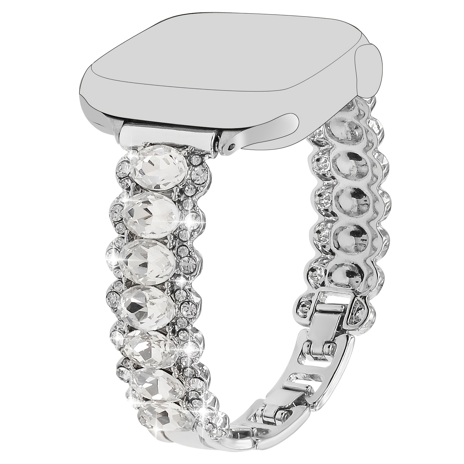 TEMU 1pc Light Luxury High-end Rhinestone Watch Strap Compatible With 38mm 40mm 41mm 42mm 44mm 45mm 49mm S10 42mm, Adjustable Metal Bracelet Watch