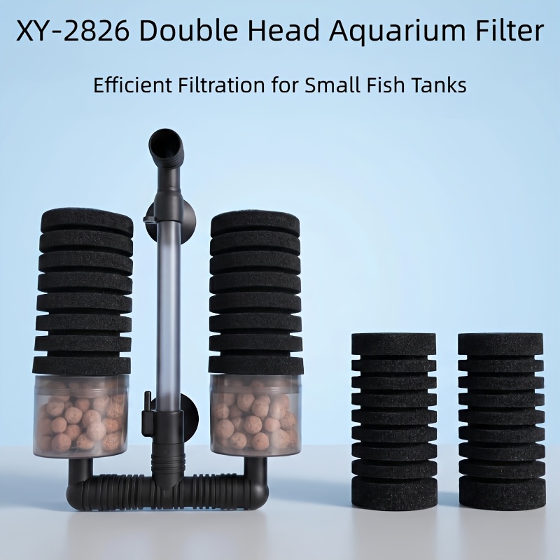 TEMU 2826 Water, Double Sponge Filter With Ceramic Media, Comes With 2 Replacement Sponges, Suitable For Betta Fry Fish Tanks And Shrimp Tanks,