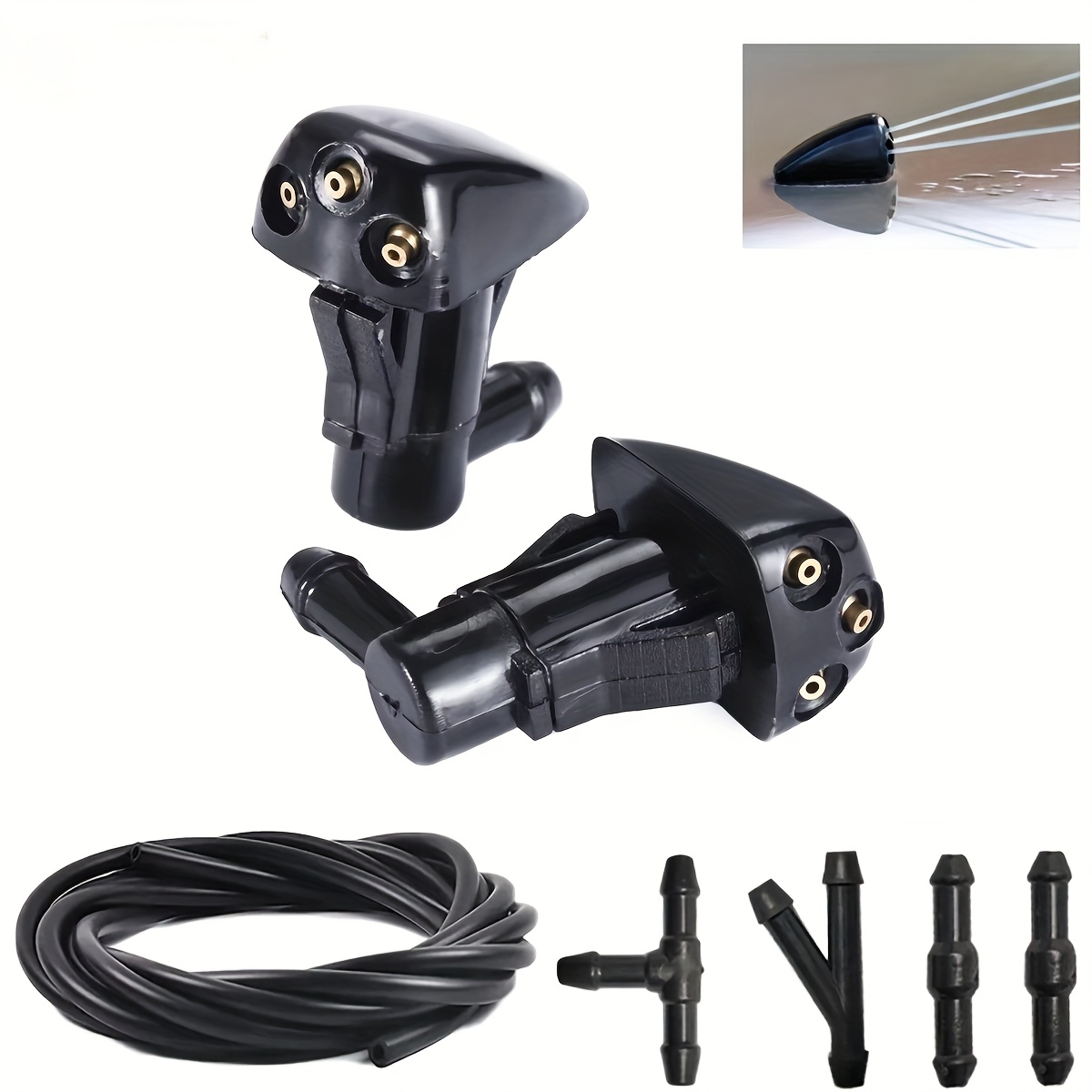 TEMU A Set Of 7pcs Suitable For Windshield Wiper Spray Nozzles, Compatible With Multi-hole Spray Mode And Flexible Hose Adapters - Replaces For