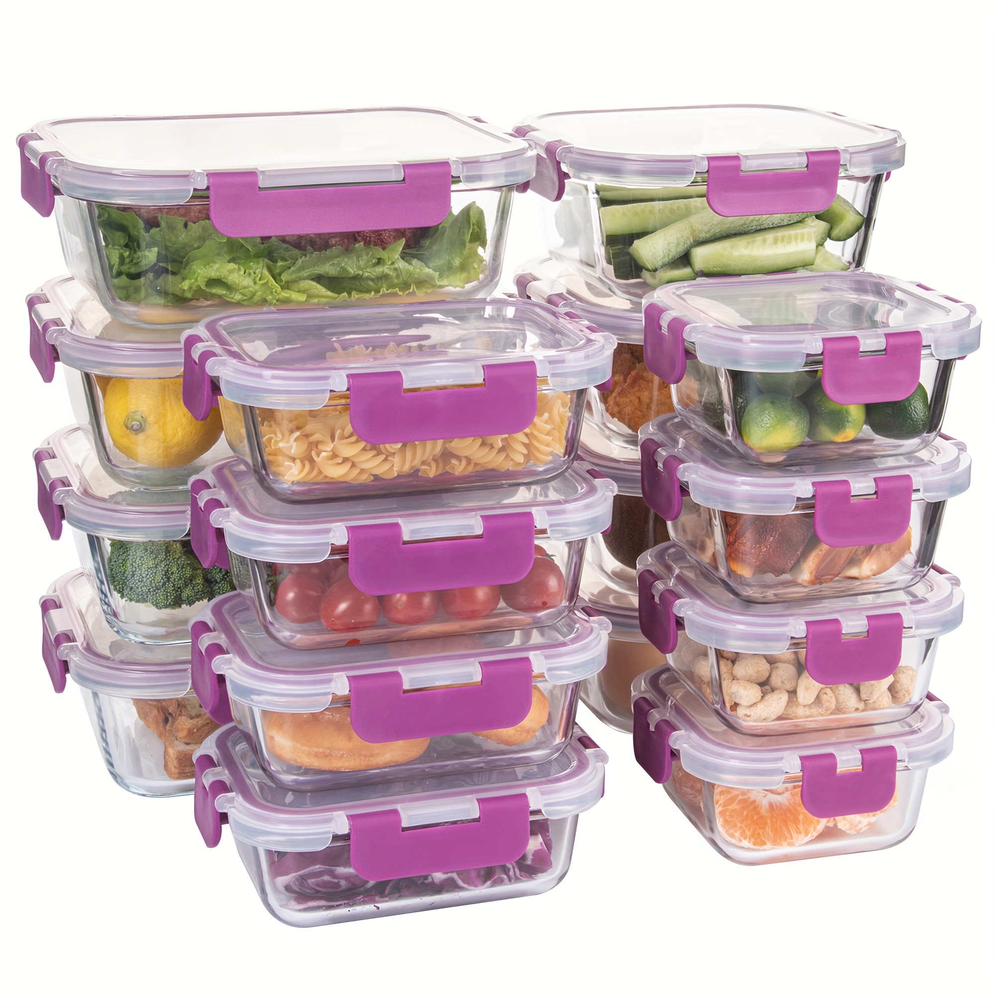 

16 Pack Glass Meal Prep Containers, Food Storage Containers With Airtight Lids, Dishwasher/microwave Safe Glass Containers For Leftovers