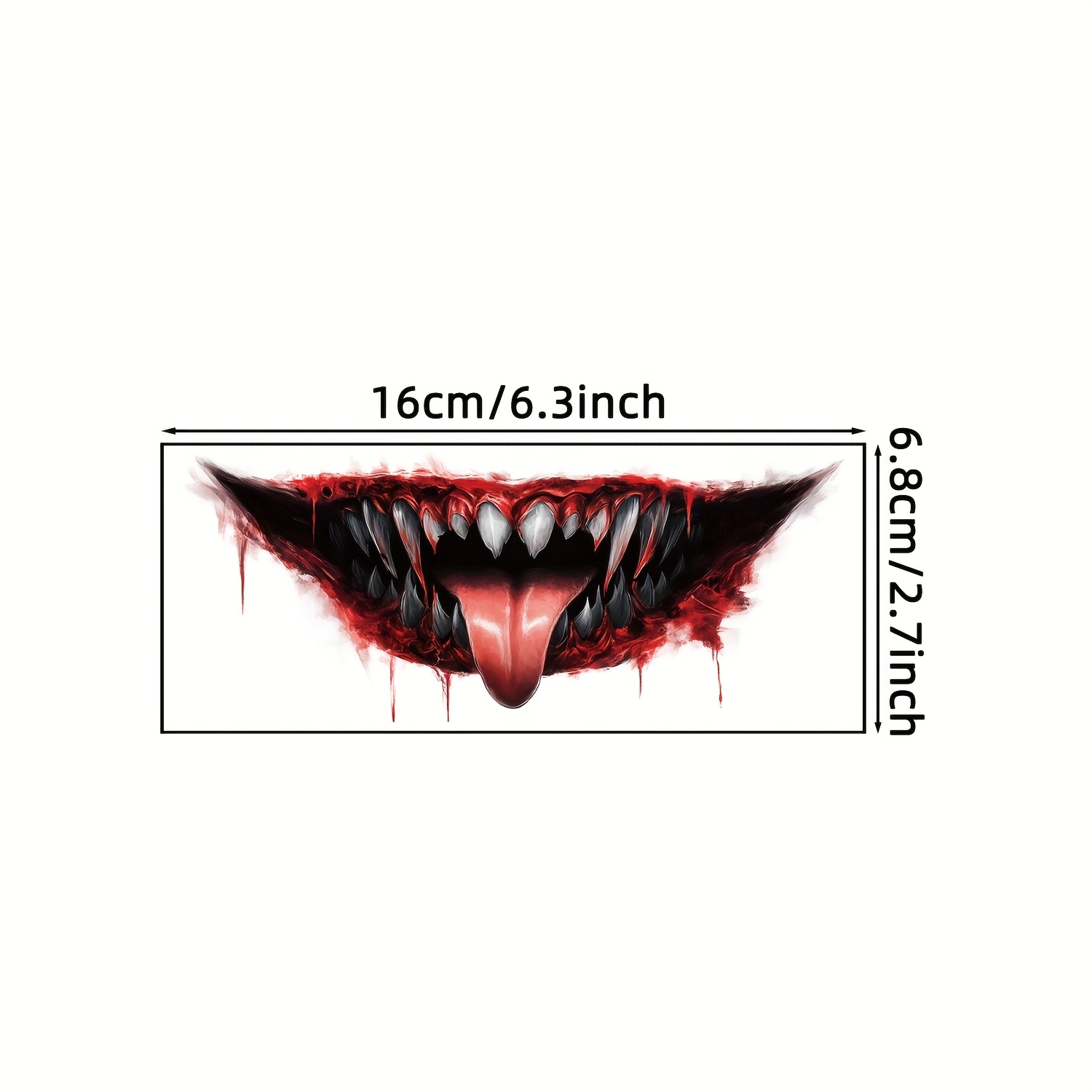 10pcs Realistic Temporary Monster Mouth Tattoos for Halloween Parties