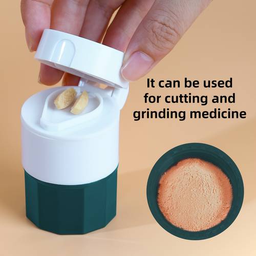 4 in cutter grinder set crusher and storage box portable mini medicine organizer for pills capsules multifunctional splits pills into two halves into powder ideal for use travel friendly pill case for business trips christmas halloween thanksgiving use