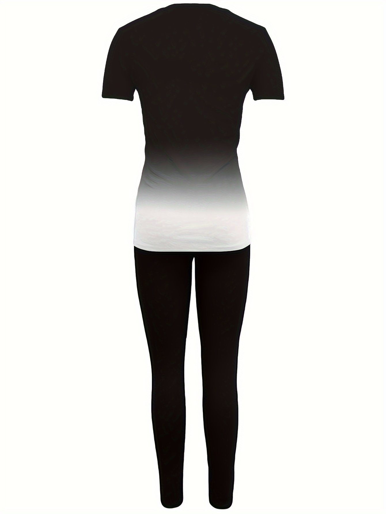 Stylish European and American Short-Sleeve Long-Pants Round-Neck Gradient Color Letter Print High-Elasticity Women's Set