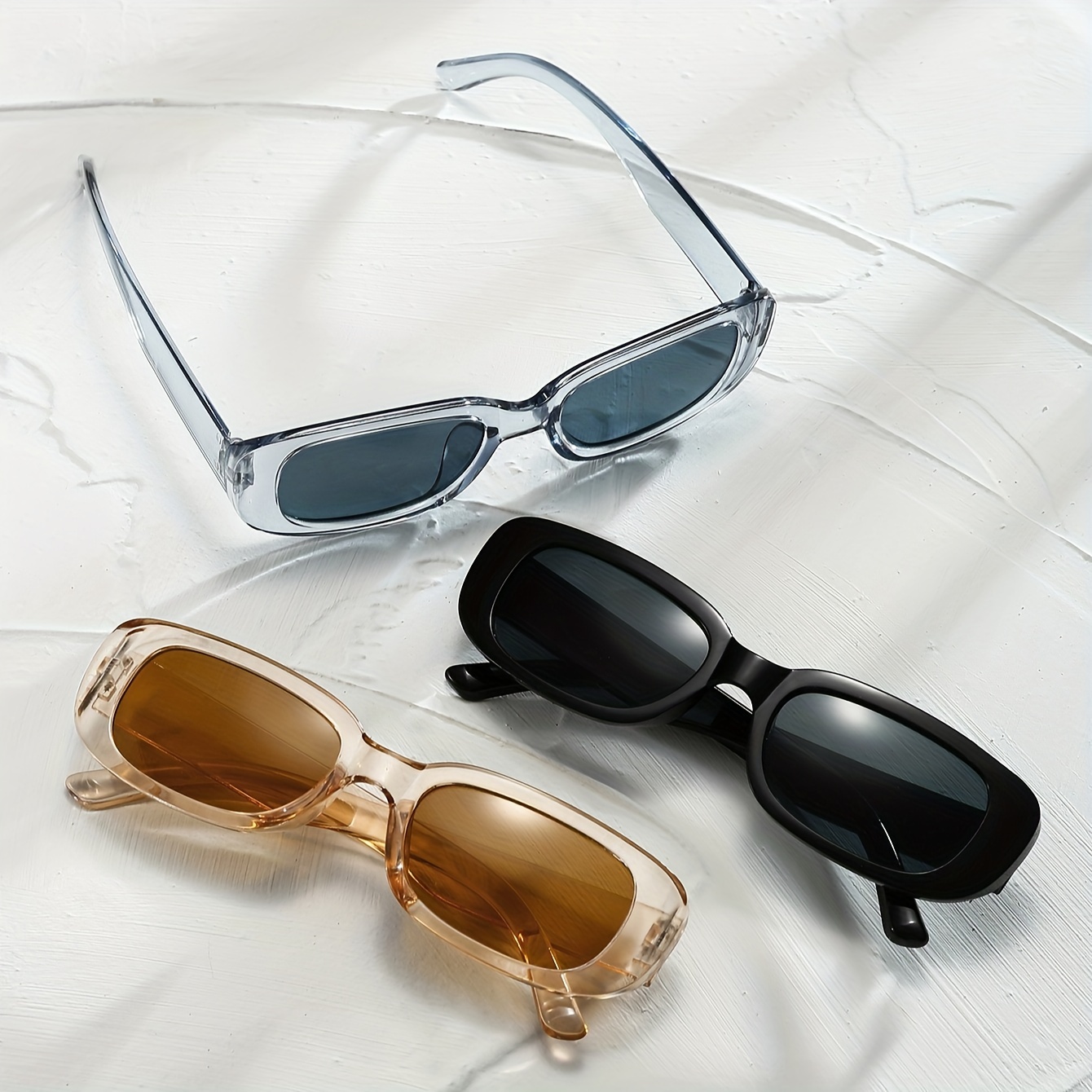 

3pcs Women's Square Frame Fashion Glasses Multicolor Set For Daily Wear Anti Glare Sun Shades
