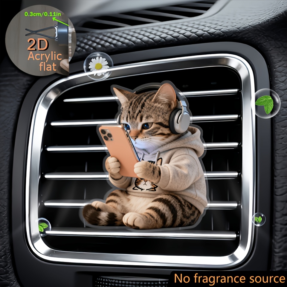 TEMU 2d Flat, 1pc, Cute Pattern. "unscented" Sponge With Scent , 2d Flat Acrylic Reusable Car Air Freshener Vent Clip, Car Air Vent Interior
