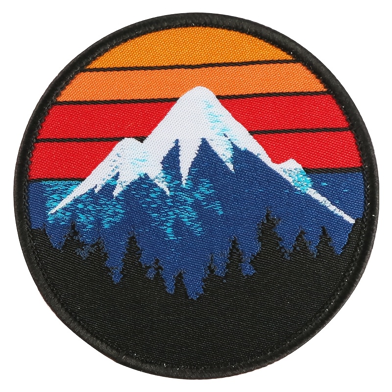 TEMU 1pc Retro 70s Mountain Patch Iron-on/sew-on Suitable For Backpacks, Jackets & Outdoor Gear - Vintage Hiking Camping Badge With Iron-on Or Sew-on