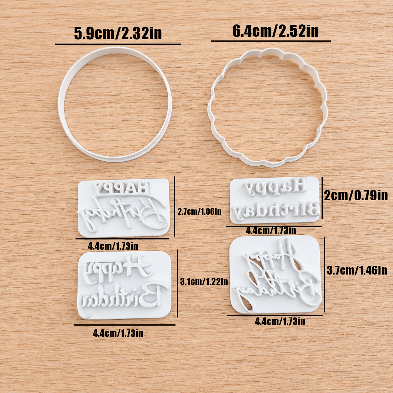 Happy Birthday Pattern Round Polymer Clay Cutter and Stamp Set