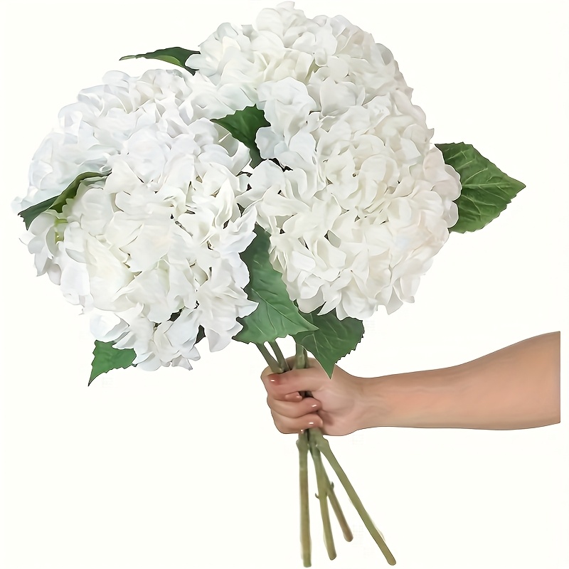 3pcs 23inch artificial hydrangea large realistic white hydrangea bouquet with green leaves home party decor outdoor wedding table centerpiece and spring easter decorations table setting elegant floral arrangement