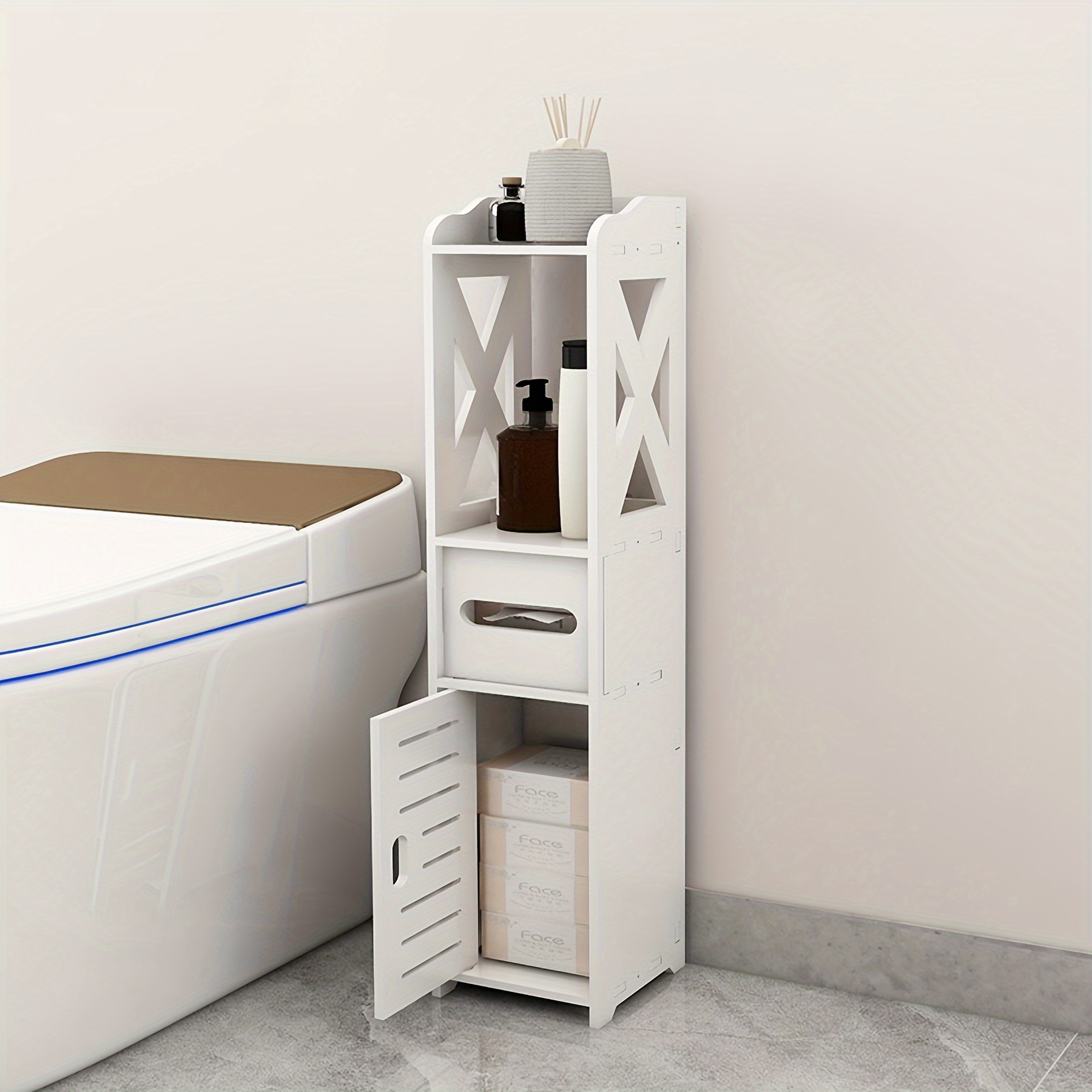 

Bathroom , And Shelves Multifunctional Wood Cupboard , X 6.1 X 5.9in