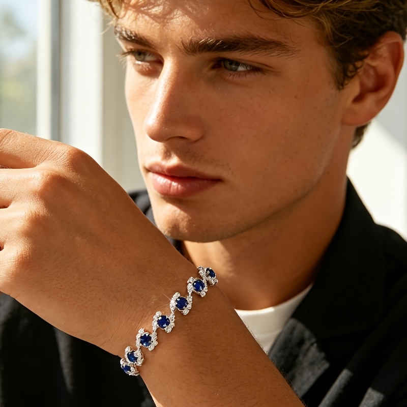 Unisex Cool Black Wavy Tennis Chain Bracelet